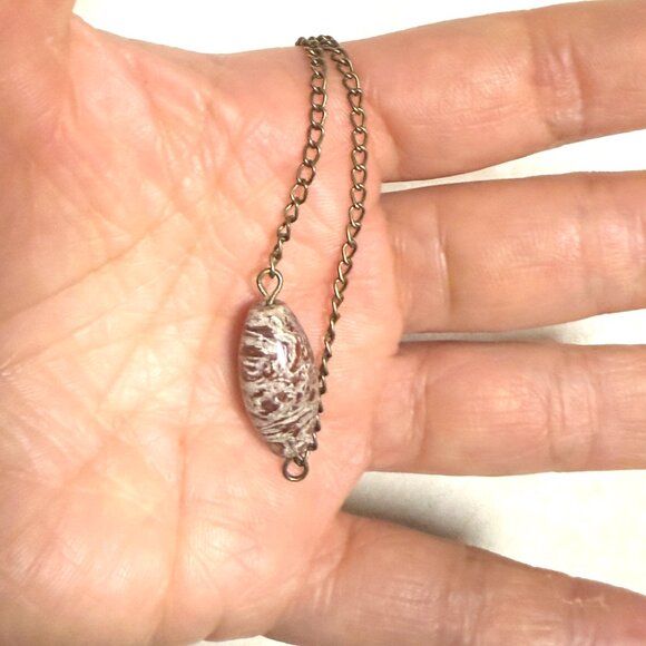 2/$20, Convoluted Jasper Short Necklace, Genuine Gemstone Pendant & Bronze Chain - Picture 9 of 10